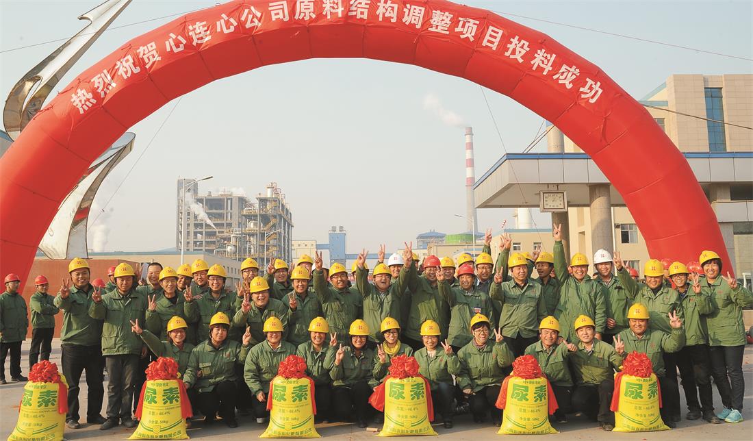 2013年，原料结构调整项目开车成功